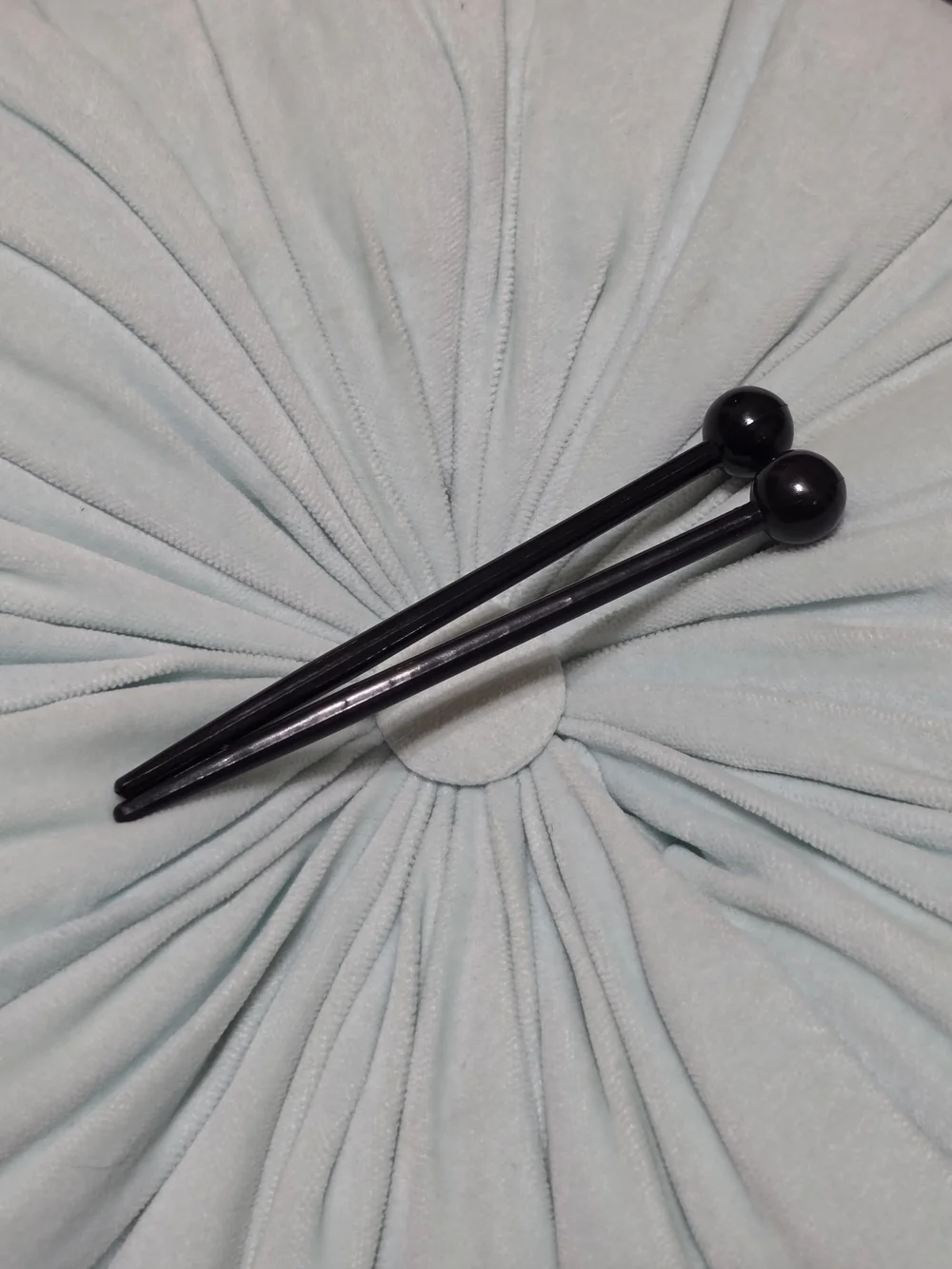 Y2k pair of glossy black ball-end hair sticks